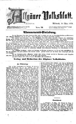 Allgäuer Volksblatt Mittwoch 30. März 1870