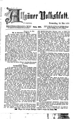 Allgäuer Volksblatt Donnerstag 26. Mai 1870