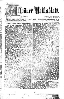 Allgäuer Volksblatt Samstag 28. Mai 1870