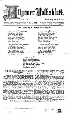 Allgäuer Volksblatt Donnerstag 16. Juni 1870