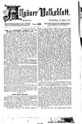 Allgäuer Volksblatt Donnerstag 23. Juni 1870