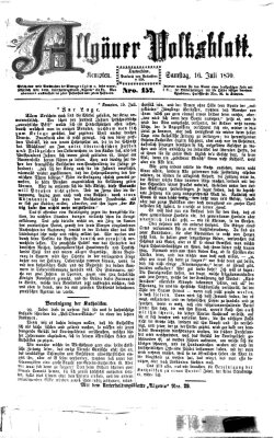 Allgäuer Volksblatt Samstag 16. Juli 1870