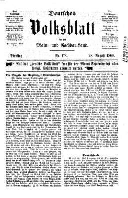 Deutsches Volksblatt für das Main- und Nachbar-Land Dienstag 28. August 1860