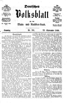 Deutsches Volksblatt für das Main- und Nachbar-Land Sonntag 23. September 1860