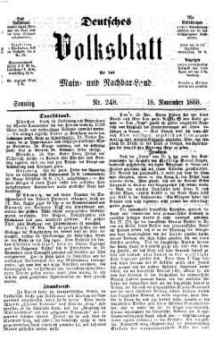 Deutsches Volksblatt für das Main- und Nachbar-Land Sonntag 18. November 1860