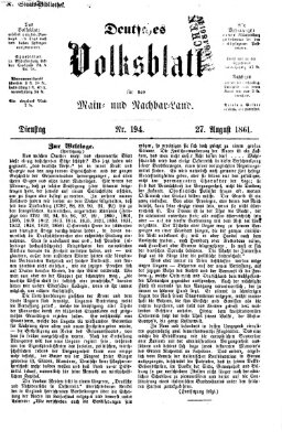 Deutsches Volksblatt für das Main- und Nachbar-Land Dienstag 27. August 1861