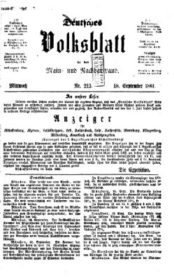 Deutsches Volksblatt für das Main- und Nachbar-Land Mittwoch 18. September 1861
