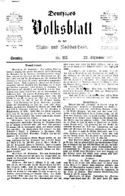 Deutsches Volksblatt für das Main- und Nachbar-Land Sonntag 22. September 1861