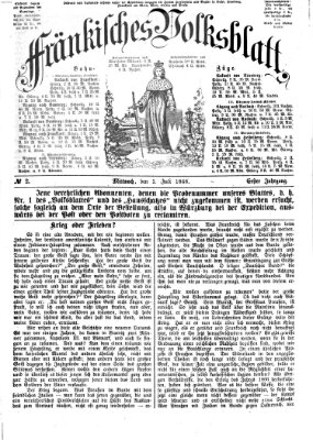Fränkisches Volksblatt Mittwoch 1. Juli 1868
