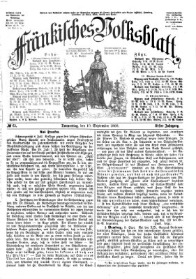 Fränkisches Volksblatt Donnerstag 10. September 1868