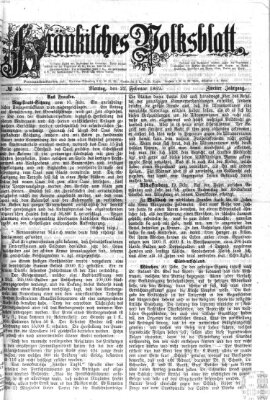 Fränkisches Volksblatt Montag 22. Februar 1869