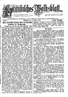 Fränkisches Volksblatt Mittwoch 17. März 1869