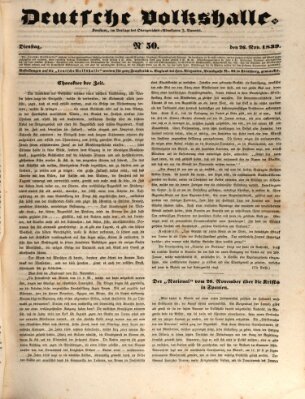 Deutsche Volkshalle Dienstag 26. November 1839
