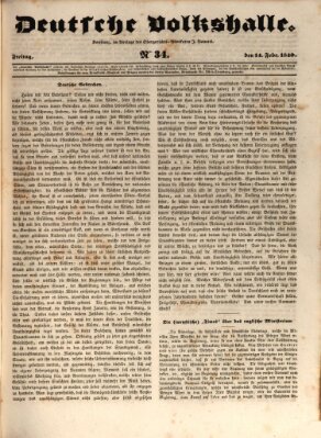 Deutsche Volkshalle Freitag 14. Februar 1840