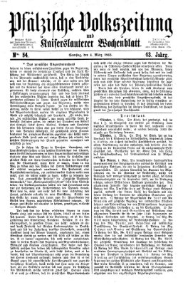 Pfälzische Volkszeitung und Kaiserslauterer Wochenblatt (Pfälzische Volkszeitung) Samstag 4. März 1865
