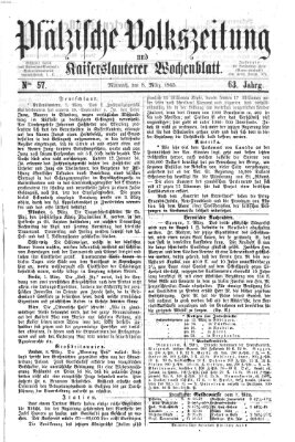 Pfälzische Volkszeitung und Kaiserslauterer Wochenblatt (Pfälzische Volkszeitung) Mittwoch 8. März 1865