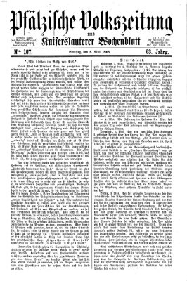Pfälzische Volkszeitung und Kaiserslauterer Wochenblatt (Pfälzische Volkszeitung) Samstag 6. Mai 1865