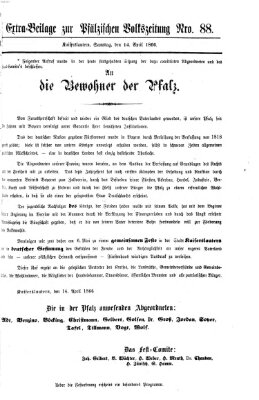 Pfälzische Volkszeitung und Kaiserslauterer Wochenblatt (Pfälzische Volkszeitung) Samstag 14. April 1866