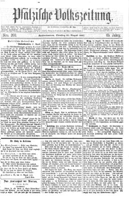 Pfälzische Volkszeitung Dienstag 27. August 1867