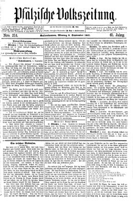 Pfälzische Volkszeitung Montag 9. September 1867