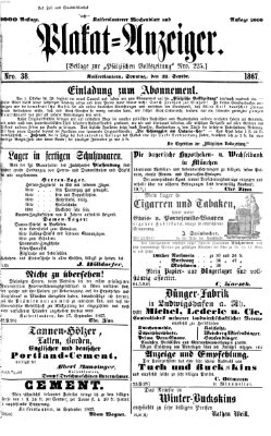 Pfälzische Volkszeitung Sonntag 22. September 1867