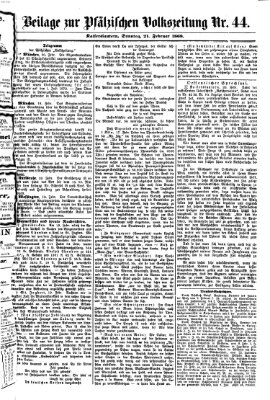 Pfälzische Volkszeitung Sonntag 21. Februar 1869