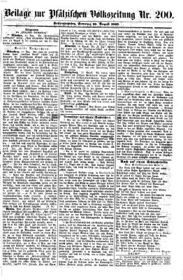 Pfälzische Volkszeitung Sonntag 22. August 1869