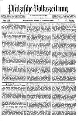 Pfälzische Volkszeitung Samstag 11. September 1869