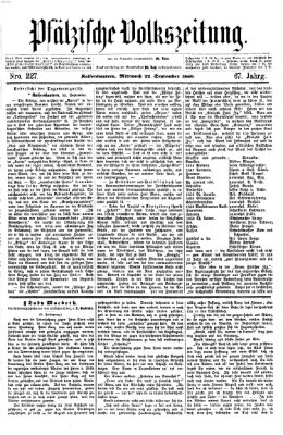 Pfälzische Volkszeitung Mittwoch 22. September 1869