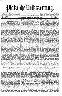 Pfälzische Volkszeitung Samstag 25. September 1869