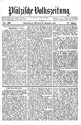 Pfälzische Volkszeitung Mittwoch 29. September 1869