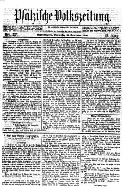Pfälzische Volkszeitung Donnerstag 22. September 1870