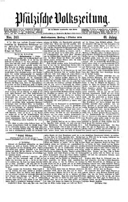 Pfälzische Volkszeitung Freitag 7. Oktober 1870
