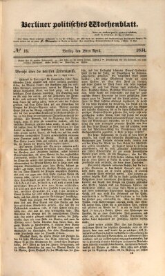 Berliner politisches Wochenblatt Samstag 19. April 1834