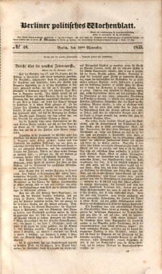 Berliner politisches Wochenblatt Samstag 28. November 1835