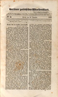 Berliner politisches Wochenblatt Samstag 5. Dezember 1835