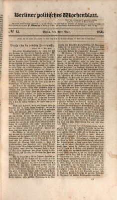 Berliner politisches Wochenblatt Samstag 26. März 1836