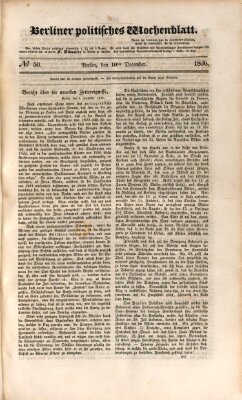 Berliner politisches Wochenblatt Samstag 10. Dezember 1836