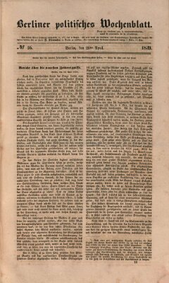 Berliner politisches Wochenblatt Samstag 20. April 1839