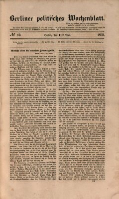 Berliner politisches Wochenblatt Samstag 11. Mai 1839