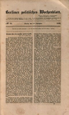 Berliner politisches Wochenblatt Freitag 1. November 1839