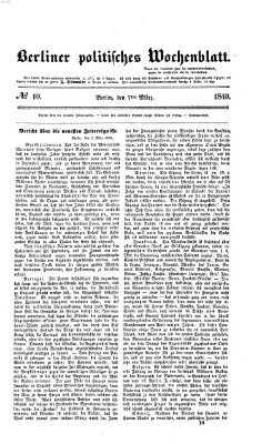 Berliner politisches Wochenblatt Samstag 7. März 1840