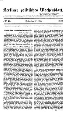 Berliner politisches Wochenblatt Samstag 11. Juli 1840