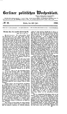 Berliner politisches Wochenblatt Samstag 18. Juli 1840