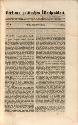 Berliner politisches Wochenblatt Samstag 20. Februar 1841