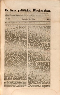 Berliner politisches Wochenblatt Samstag 27. März 1841