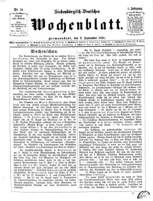 Siebenbürgisch-deutsches Wochenblatt Mittwoch 2. September 1868