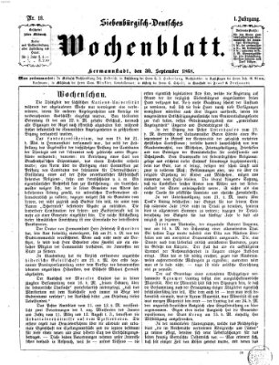 Siebenbürgisch-deutsches Wochenblatt Mittwoch 30. September 1868