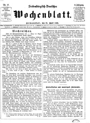 Siebenbürgisch-deutsches Wochenblatt Mittwoch 28. April 1869
