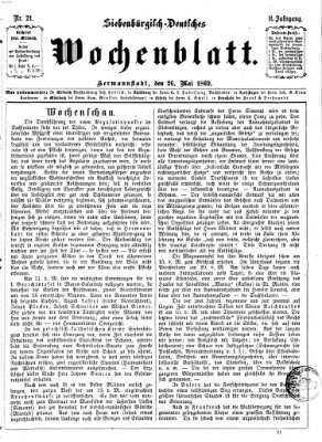 Siebenbürgisch-deutsches Wochenblatt Mittwoch 26. Mai 1869